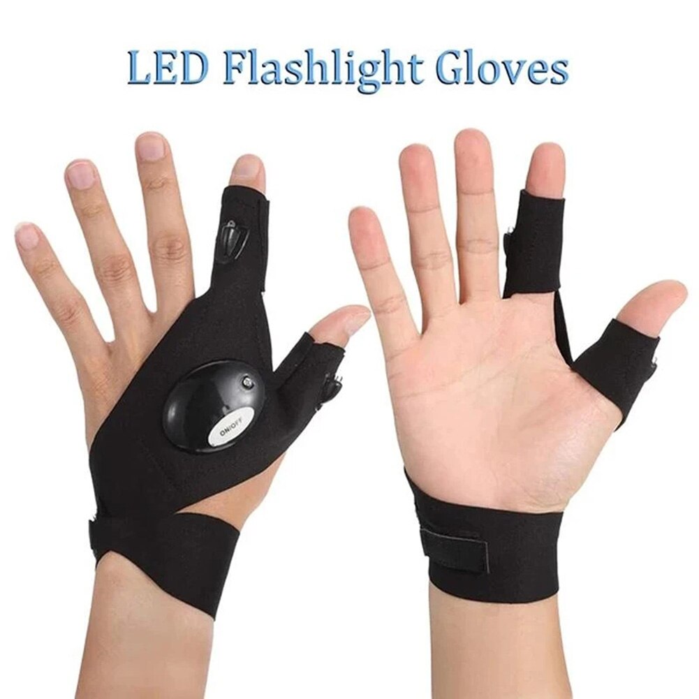 LED 손전등 장갑 라이트 핑거리스 아웃도어 낚시 장갑 도구, 가제트 선물, 어둠 속에서 작업용, 인기 판매